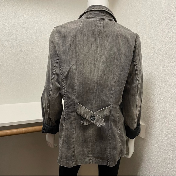 Coldwater Creek Shaped charcoal gray faded, stretch denim blazer, Sz 14 - Picture 3 of 14